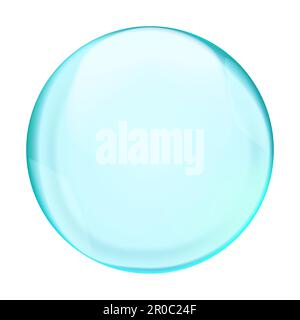 Blue translucent light round bubble or sphere with glares, shadow and transparency, isolated on white background. Vector illustration Stock Vector