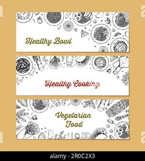 Cereal bowl background. Hand drawn vector illustration in sketch style. Restaurant menu design Stock Vector