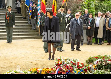 Brussels, Belgium. 08th May, 2023. Senate chairwoman Open Vld Stephanie D'Hose pictured during the commemoration ceremony of the 78th anniversary of the end of the Second World War in Europe, at the Tomb of the Unknown Soldier, in Brussels, Monday 08 May 2023. Exactly 78 years ago, on May 8, 1945 at 3:00 pm, the European population learned that the Second World War was coming to an end. The German army signed their capitulation the night before and the Allies were victorious. With the end of this war, a new era started for Belgium, Europe and the world. BELGA PHOTO JAMES ARTHUR GEKIERE Credit: Stock Photo