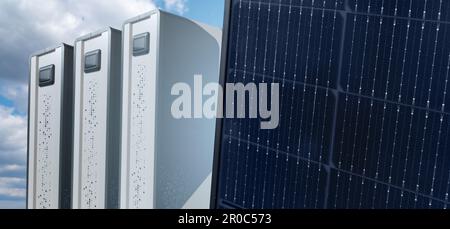 Solar panel with rechargeable energy storage. High quality photo Stock Photo