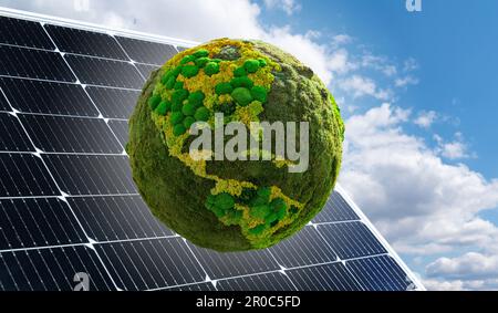 Solar panels on a background of blue sky. High quality photo Stock Photo