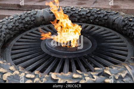 Monument to the memory of the Great Patriotic War - Eternal flame on the monument to an unknown sailor without flowers in Odessa Stock Photo