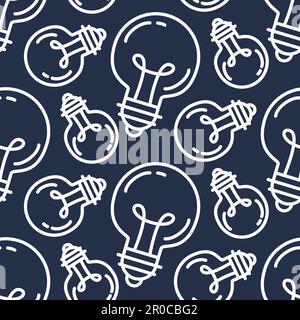 Lamp Bulb Seamless Pattern. Creative Success Idea Background. Innovation ornament for business startup, technology, science. Design element of inventi Stock Vector