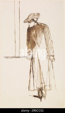 Dante at Verona - Single Figure Sketch, 1852. Artist: Dante Gabriel Rossetti Stock Photo