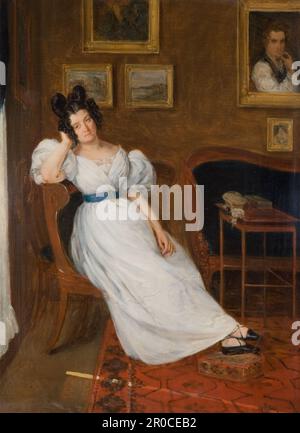 Portrait of Madame Simon, 1850. Attributed to Eugene Delacroix Stock Photo