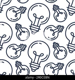 Lamp Bulb Seamless Pattern. Creative Success Idea Background. Innovation ornament for business startup, technology, science. Design element of inventi Stock Vector