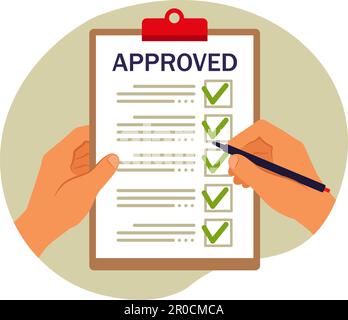 Approval concept. Rating and reviews. Meeting requirements. Vector illustration. Flat. Stock Vector