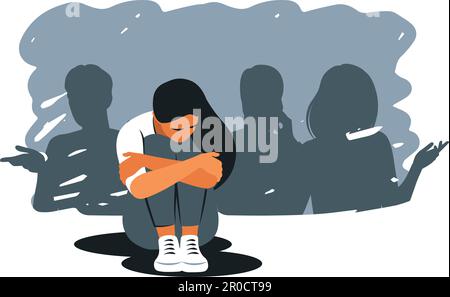 Social phobia, anxiety disorder consept. Sad woman struggle with ...