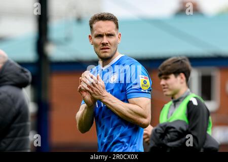 Chris Hussey #23 of Stockport County applauds the fans on the lap of honour during the Sky Bet League 2 match Stockport County vs Hartlepool United at Edgeley Park Stadium, Stockport, United Kingdom, 8th May 2023  (Photo by Ben Roberts/News Images) Stock Photo