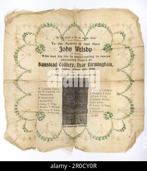 Souvenir Paper Napkin - Hamstead Colliery Disaster, 1908 Stock Photo