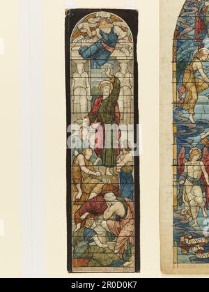 Design For Stained Glass Window, 1884. By Henry James Holiday.  Design depicts St Paul preaching at Athens, for a window in Holy Trinity, Rittenhouse Square, Philadelphia, USA. Window is still in situ. Stock Photo