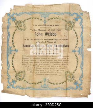 Souvenir Paper Napkin - Hamstead Colliery Disaster, 1908 . Stock Photo