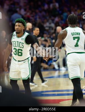 PHILADELPHIA, PA - MAY 7: Marcus Smart #36 of the Boston Celtics during Round 2 Game 4 of the Eastern Conference Semi-Finals 2023 NBA Playoffs against the Philadelphia 76ers on May 7, 2023 at the Wells Fargo Center in Philadelphia,PA. (Photo by Stephen Nadler/PxImages) Credit: Px Images/Alamy Live News Stock Photo