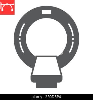 MRI scanner glyph icon, oncology and diagnostics, MRI machine vector icon, vector graphics, editable stroke solid sign, eps 10. Stock Vector