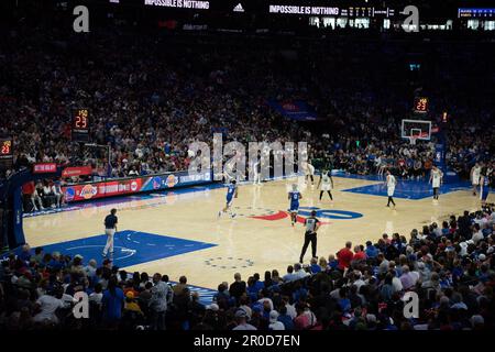 Philadelphia, Philadelphia, PA, USA. 7th May, 2023. PHILADELPHIA, PA - MAY 7: A general view of Game Four of the Eastern Conference Semi-Finals of the 2023 NBA Playoffs between the Boston Celtics and the Philadelphia 76ers on May 7, 2023 at the Wells Fargo Center in Philadelphia, PA. (Credit Image: © Stephen Nadler/PX Imagens via ZUMA Press Wire) EDITORIAL USAGE ONLY! Not for Commercial USAGE! Credit: ZUMA Press, Inc./Alamy Live News Stock Photo