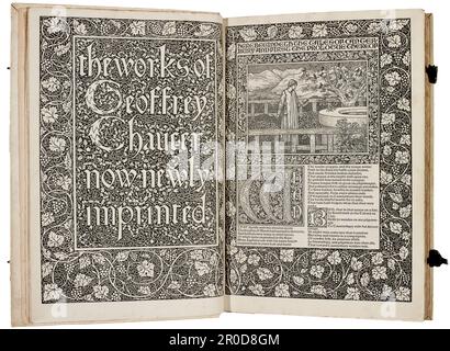 The Kelmscott Chaucer - The Works of Geoffrey Chaucer Now Newly Imprinted Stock Photo