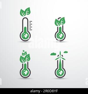 Global Warming, Ecological Problems And Solutions - Thermometer Icon Designs Stock Vector