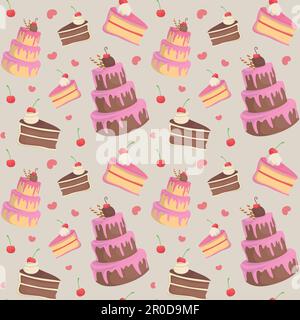Seamless pattern of birthday cakes with candles for texture, textiles,  packaging, and simple backgrounds. Flat Style Stock Vector Image & Art -  Alamy