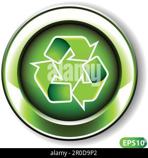 Vector Illustration of Recycling Label or Button Design Stock Vector
