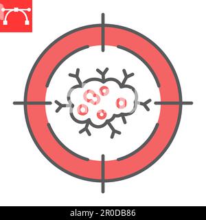 Targeted therapy line icon, oncology and treatment, cancer therapy vector icon, vector graphics, editable stroke outline sign, eps 10. Stock Vector