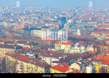 Turin City View From Above . Torino Italy Cityscape Stock Photo