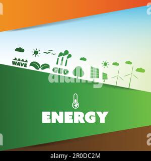 Eco Design Template - Modern Abstract Colorful Natural Ecological Business Layout, Creative Design with Renewable Energy Concept Theme Stock Vector