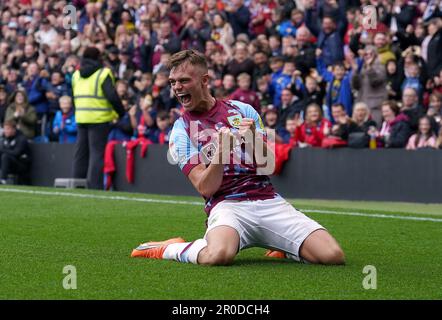 Burnley’s Scott Twine celebrates scoring their side's third goal of the game during the Sky Bet Championship match at Turf Moor, Burnley. Picture date: Monday May 8, 2023. Stock Photo