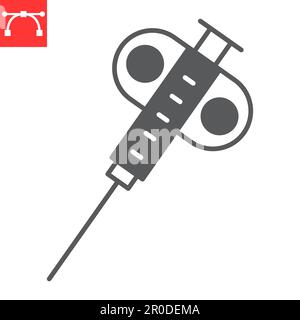 Biopsy device glyph icon, oncology and diagnostics, biopsy needle vector icon, vector graphics, editable stroke solid sign, eps 10. Stock Vector