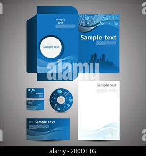 Eco Business Design Template Set  Business Card Cd Note Paper Folder Envelope Stock Vector