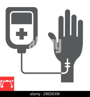 Chemotherapy glyph icon, oncology and treatment, transfusion of blood vector icon, vector graphics, editable stroke solid sign, eps 10. Stock Vector