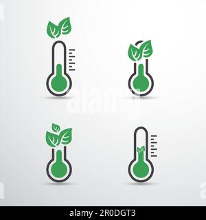 Global Warming, Ecological Problems And Solutions - Thermometer Icon Designs Stock Vector