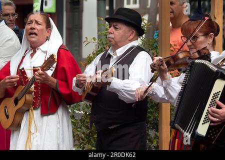 Folk Singers and dancers, the May Flower Festival, Funchal, Madeira, Portugal Stock Photo