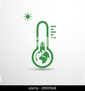 Global Warming, Ecological Problems and Solutions - Thermometer Icon Design Concept Stock Vector