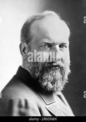 James Garfield. Portrait of the 20th President of the United States, James Abram Garfield by Napoleon Sarony, c. 1880 Stock Photo
