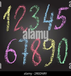 Chalk Textured Numbers Vector Set. Stock Vector