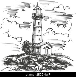 tower lighthouse sketch hand drawn vector Stock Vector Image & Art - Alamy