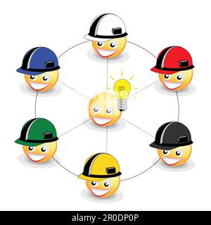 A circle of smileys with the word leprechaun on it Stock Vector