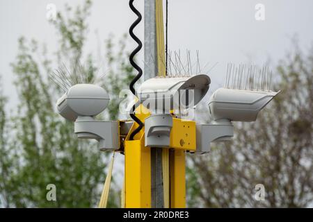 Mobile CCTV cameras looking in all directions Stock Photo