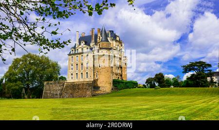 Most beautiful and elegant castles of France - Chateau de Brissac , famous Loire valley Stock Photo