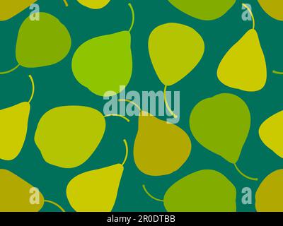 Silhouettes of green pears seamless pattern. Fruit pear in a minimalist style. Design for printing on fabric, banners and promotional items. Vector il Stock Vector