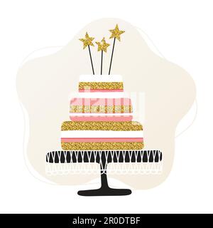 gold birthday cake clipart