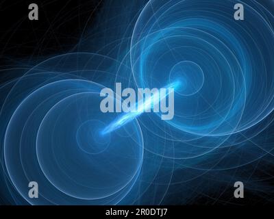 Blue glowing quantum correlation, computer generated abstract background, 3D rendering Stock Photo