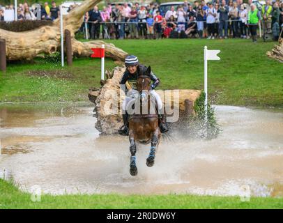 Badminton, UK. 07th May, 2023. 07 May 2023 - Badminton Horse Trials - Cross-Country Test - Badminton - Gloucestershire Alexander Bragg rides Quindiva during the Cross-Country Test at the Badminton Horse Trials. Picture Credit: Mark Pain/Alamy Live News Stock Photo