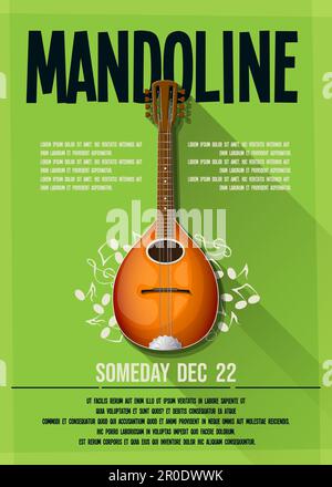 Mandoline  party, gig, concert, performance event. Vector template. Stock Vector