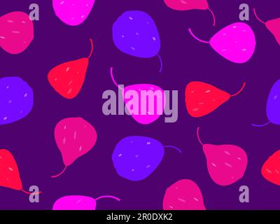 Colorful pear seamless pattern. Silhouette of a pear in a minimalistic style. Design for printing on fabric, banners and promotional items. Vector ill Stock Vector
