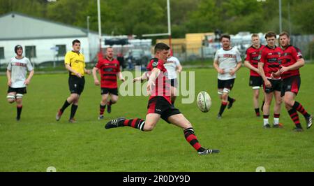 Carmarthen Athletic RFC v Tenby RFC WRU West Div 2 2023 - O Stock Photo