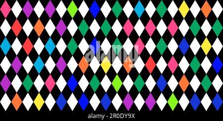 Harlequin multicolor seamless pattern. Argyle classic fabric design. Diamond or lozenge simple background. Joker geometric vector wallpaper. Venetian Stock Vector