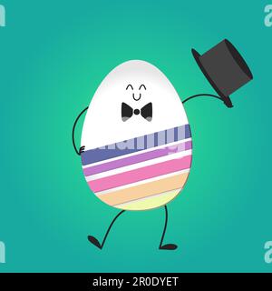 Happy easter with happy dancing egg. Vector Stock Vector