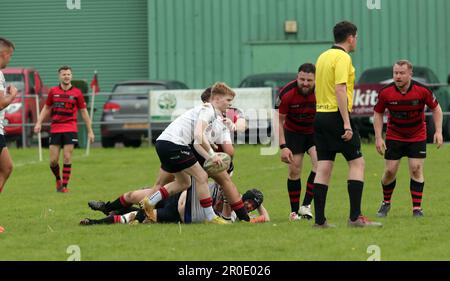 Carmarthen Athletic RFC v Tenby RFC WRU West Div 2 2023 - O Stock Photo