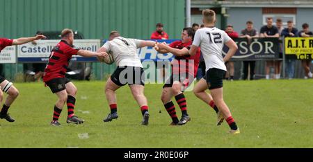 Carmarthen Athletic RFC v Tenby RFC WRU West Div 2 2023 - O Stock Photo